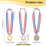 3Pcs 3 Colors Zinc Alloy Blank Medal, Polyester Lanyard Medal for Children's Events, Mixed Color, 470mm, 1pc/color