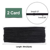Polyester Cord, Soutache Braided Cord, for Clothing Accessories, Black, 3x1mm, about 32.81 Yards(30m)/Card