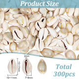 300Pcs Natural Cowrie Shell Pendants, Shell Shaped Charms, Seashell Color, 10~17x10~11x7~9mm, Hole: 2mm