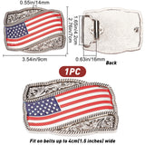 1Pc Alloy Smooth Buckles, Belt Fastener, Rectangle with Flag, Platinum, 70x90x14mm, Hole: 16x42mm