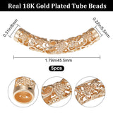 5Pcs Brass Tube Beads, Hollow, Nickel Free, Real 18K Gold Plated, 45.5x8mm, Hole: 5.5mm