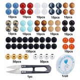 DIY Stretch Bracelets Making Kits, Including Gemstone Beads, 100Pcs 2 Colors Iron Spacer Beads, 1 Roll Elastic Crystal Thread and 1Pc Steel Scissors, Mixed Color, 6mm, Hole: 0.8mm