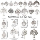 Tibetan Style Alloy Pendants, Tree of Life, Antique Silver, 20x16x2mm, Hole: 1.5mm