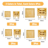 DIY Blank Dome Finger Ring Making Kit, Including 201 Stainless Steel Square Cuff Pad Ring Settings, Glass Cabochons, Golden & Stainless Steel Color, 16Pcs/box