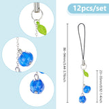 Lily of the Valley Acrylic Mobile Straps, with Alloy Enamel Charms and Polyester Cord Mobile Accessories Decoration, Mixed Color, 9.8~12.5cm, 6pcs/set