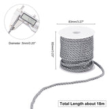3-Ply Polyester Cord, with Spool, Twisted Rope, for DIY Cord Jewelry Findings, Dark Gray, 5mm, Spool: 82x83mm, about 18m/roll