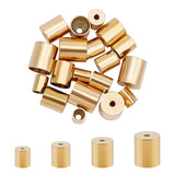 Vacuum Plating 304 Stainless Steel Cord Ends, End Caps, Column, Golden, 5~8x4~7mm, Hole: 1.5mm, Inner Diameter: 3~6mm, 24pcs