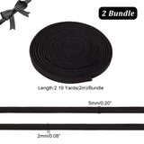 2M Flat Satin Ribbons, for Webbing Dress Zipper Replacements, Black, 5mm, about 2.19 Yards(2m)/Bundle