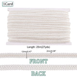 25M Polyester Ribbon, Centipede Lace Ribbon, for Clothes Accessories, White, 1/2 inch(12mm), about 27.34 Yards(25m)/Card