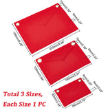 3Pcs 3 Style Felt Purse Organizer Insert, Mini Envelope Handbag Shaper Premium Felt, Bag Accessories, with Iron Findings, Rectangle, Red, 9.4~22x6.2~15.9x0.6cm, Hole: 6~10mm, Inner Diameter: 8.1~20.7cm, 1pc/style