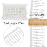 Polyester & Imitation Pearl Beaded Tassel Ribbon, Beaded Trimming, for Skirt, Curtain, White, 55x1mm, about 2 yards/bag