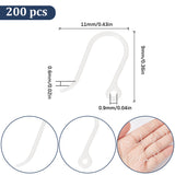 200Pcs Plastic Earring Hooks, Ear Wire, with Horizontal Loop, WhiteSmoke, 11x9x0.6mm, Hole: 0.9mm