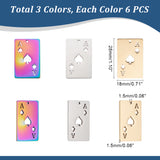 18Pcs 3 Colors 201 Stainless Steel Pendant,  Playing Cards Charms, Ace of Spades, Mixed Color, 28x18x1.5mm, Hole: 1.5mm, 6pcs/color