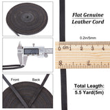 Flat Leather Jewelry Cord, Jewelry DIY Making Material, Black, 5x2mm, about 5.47 Yards(4.8~5m)/Roll