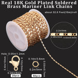 DIY Chain Bracelet Necklace Making Kit, Including Brass Raso Chains & Jump Rings, 304 Stainless Steel Lobster Claw Clasps, Real 18K Gold Plated, Chain: 10M/set