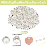 Brass Spacer Beads, Long-Lasting Plated, Round, 925 Sterling Silver Plated, 4x3.5mm, Hole: 1.6mm, about 260pcs/box