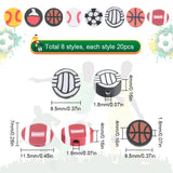 160Pcs 8 Style Handmade Polymer Clay Beads, Sports Goods, Sports, 9.5~11.5x4~7x4~4.5mm, Hole: 1.8mm, 20pcs/style