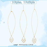 3Pcs 3 Style 304 Stainless Steel Macrame Pouch Empty Stone Holder for Pendant Necklaces Making, with Brass Cable Chains, Golden, 18.11~24.02 inch(46~61cm), 1Pc/style