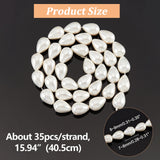 1 Strands Natural Shell Beads Strands, Teardrop, White, 11x8mm, Hole: 0.7mm, about 35pcs/strand, 15.94''(40.5cm)