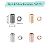 2000Pcs 4 Colors ABS Plastic Beads, for Bracelet Necklace, Clothes Accessories, Column, Mixed Color, 6x3mm, Hole: 1.6mm, 500pcs/color