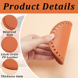 4Pcs 4 Colors Litchi Grain PU Leather Bag Bottoms, Flat Round, Mixed Color, 12x0.4cm, Hole: 5mm, 1pc/color