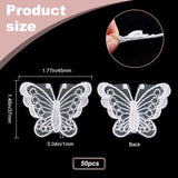 Butterfly Shape Polyester Lace Embroidery Sewing Ornament Accessories, for DIY Garment, Hat, Bag, White, 37x45x1mm