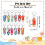 12Pcs 12 Colors Handmade Polymer Clay Sandy Beach Shoe Locking Stitch Marker, with 304 Stainless Steel Leverback Earring Hooks, Steel Memory Wire and Plastic Ear Nuts, Mixed Color, 48mm, Pin: 0.5x0.7mm, 1Pc/style
