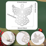 15Pcs Iron Etched Metal Embellishments Big Pendants, Angel, Platinum, 70x66x0.5mm, Hole: 6.2mm