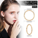 50Pcs Long-Lasting Plated Brass Open Jump Rings, Nickel Free, Twisted Ring, Real 18K Gold Plated, 18 Gauge, 12x1mm, Inner Diameter: 10mm