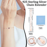 3Pcs 925 Sterling Silver Chain Extender, with Clasp and Teardrop Charm, Rose Gold, 54mm