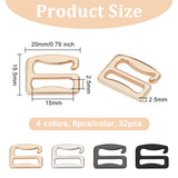 32Pcs 4 Colors Zinc Alloy Underwear Strap Buckles, Bra Hook, Number 9-Shaped, Mixed Color, 15.5x20x2.5mm, Inner Diameter: 2.5x15mm, 8pcs/color