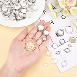 DIY Flat Round Link Pendant Making Kit, Including 304 Stainless Steel Cabochon Connector Settings, Glass Cabochons, Stainless Steel Color, Settings: 64pcs/style