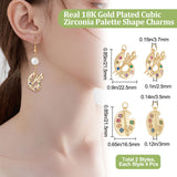 8Pcs 2 Style Brass Micro Colorful Cubic Zirconia Pendants, Long-Lasting Plated, Paint Palette Charm, Real 18K Gold Plated, 21.5x16.5~22.5x2.5~3mm, Hole: 3.5~3.7mm, 4pcs/style