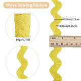 Polyester Wavy Fringe Trim, Wave Bending Lace Ribbon, for Clothes Sewing and Art Craft Decoration, Yellow, 5/8 inch(15mm), about 10 yards