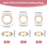 60Pcs 3 Styles Brass Linking Rings, Long-Lasting Plated, Round Ring, Real 24K Gold Plated, 6~8x1mm, Inner Diameter: 4~6mm, 20pcs/style