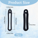 70Pcs Anti-Lost Silicone Pendant, for Electronic Stylus & Lighter Making, Black, 35x7x9mm, Hole: 3mm, Inner Diameter: 27mm