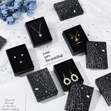 Cardboard Jewelry Boxes, with Black Sponge Mat, for Jewelry Gift Packaging, Rectangle with Galaxy Pattern, Black, 9.3x7.3x3.25cm