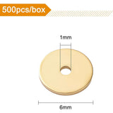 500Pcs Brass Spacer Beads, Long-Lasting Plated, Disc, Real 18K Gold Plated, 6x0.5mm, Hole: 1mm