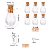 40Pcs 2 Style Oval Glass Bottle for Bead Containers, with Cork Stopper, Wishing Bottle, Iron Screw Eye Pin Peg Bails, Clear, 25x15mm, Hole: 6mm, Bottleneck: 9mm in diameter, Capacity: 1.2ml(0.04 fl. oz), 20pcs/style