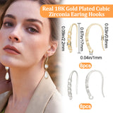 16Pcs 2 Colors Brass Micro Pave Clear Cubic Zirconia Earring Hooks, with Horizontal Loops, Mixed Color, 16.5x2.2mm, Hole: 1mm, Pin: 0.8mm, 8Pcs/color