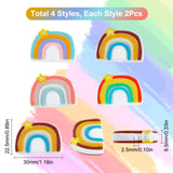 8Pcs 4 Colors ilicone Beads, DIY Nursing Necklaces and Bracelets Making, Chewing Pendants For Teethers, Rainbow with Star, Mixed Color, 22.5x30x8.5mm, Hole: 2.5mm, 2pcs/color