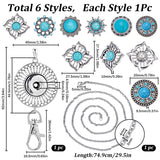 DIY Interchangeable Flower Office Lanyard ID Badge Holder Necklace Making Kit, Including Alloy Snap Buttons & Keychain Making, 304 Stainless Steel Cable Chains Necklace, Turquoise, 8Pcs/box