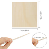 Unfinished Blank Wood Slices, Square Cutouts, for DIY Crafts Painting Staining Burning Coasters, 15.1x15x0.25cm
