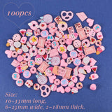 Resin Cabochons, Mixed Shapes, Pink, 10~35x6~25x2~18mm, about 90~100pcs/box