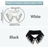 2Pcs 2 Style Lady's Polyester Detachable Collars, Neckline Trim, with Glass Crystal Rhinestones and Brass Findings, Mixed Color, 440x75x8.8mm, 1pc/color