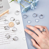 DIY 304 Stainless Steel Finger Ring Making Kits, Including Adjustable Finger Rings Components and Transparent Half Round Glass Cabochons, Stainless Steel Color, Components: Tray: 8~16mm, Size: 7, 17mm, 50pcs/box