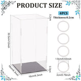 Rectangle Transparent Acrylic Minifigures Display Boxes with Black Base, for Models, Building Blocks, Doll Display Holders, Clear, 16x16x30.5cm