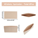 4Pcs 4 Colors Felt Purse Organizer Insert, Mini Envelope Handbag Shaper Liner, Bag Accessories, Rectangle, Mixed Color, 22x12.5x1.3cm, 1pc/color