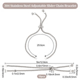 10Pcs Adjustable 304 Stainless Steel Slider Bracelet/Bolo Bracelets Making, with Box Chains, Stainless Steel Color, 10-1/8 inch(25.6cm), 2.5mm