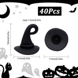 40Pcs Halloween Theme Alloy Pendants, Baking Painted, Witch Hat, Black, 12x10.5mm, Hole: 1.7mm
